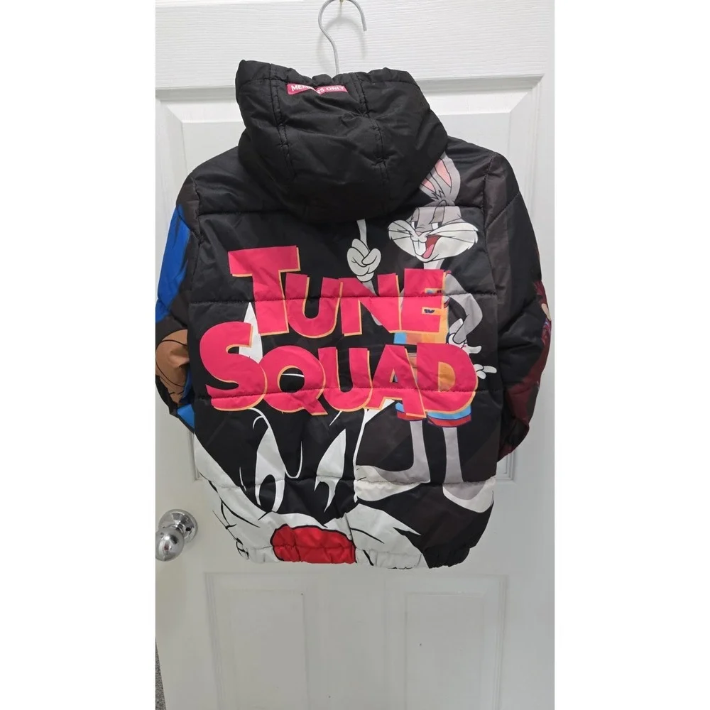 Space Jam Tune Squad Kids Puffer Jacket Hooded Looney Tunes Full Zip Size 10 12 - Picture 2 of 10